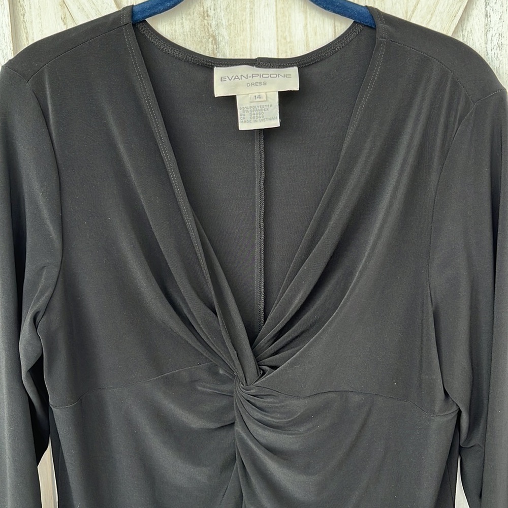 Knot Front Black Jersey Dress